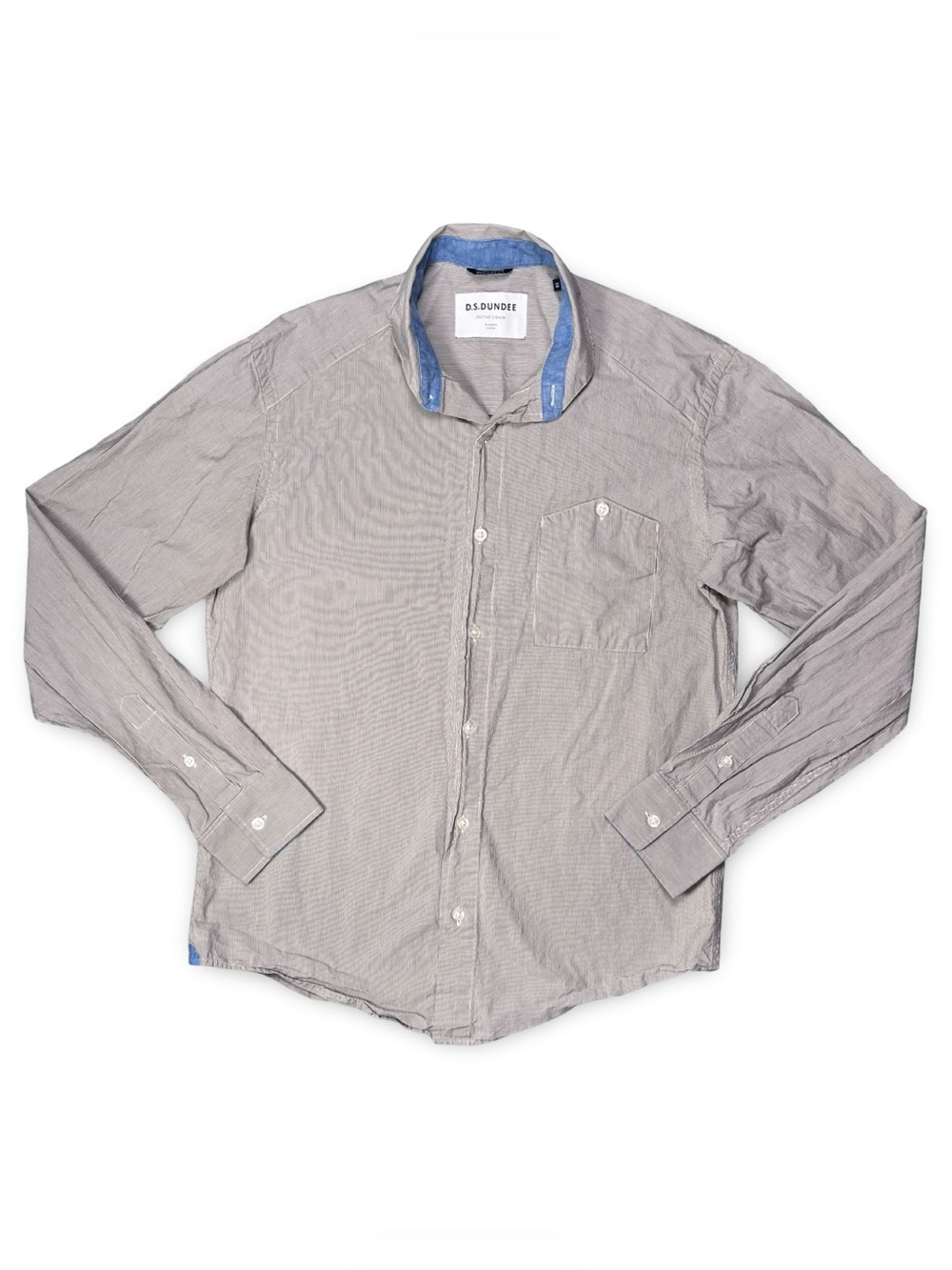 DS Dundee Regular Fit Button Down Shirt Grey Striped Portugal 38 Small